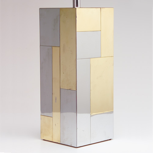 Appraisal: PAUL EVANS DIRECTIONAL Cityscape table lamp base with polished chrome