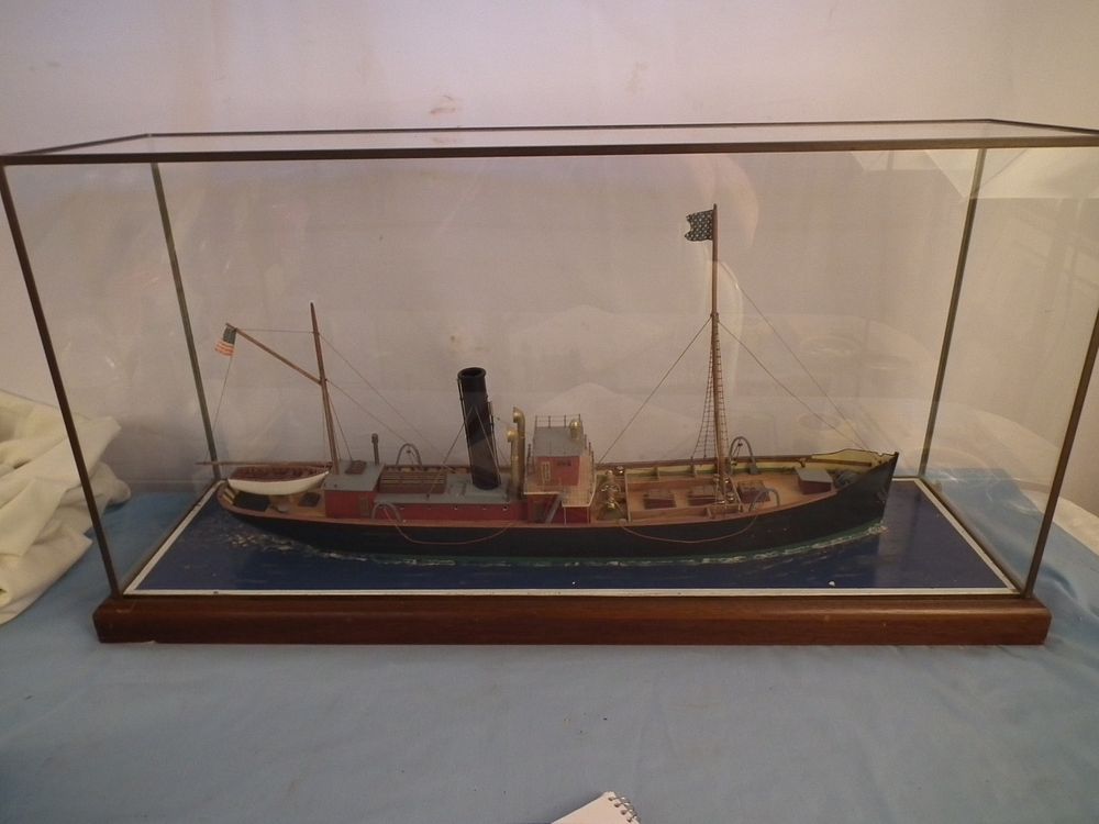 Appraisal: CASED SHIP MODEL TRAWLER Antique cased wood American steam trawler