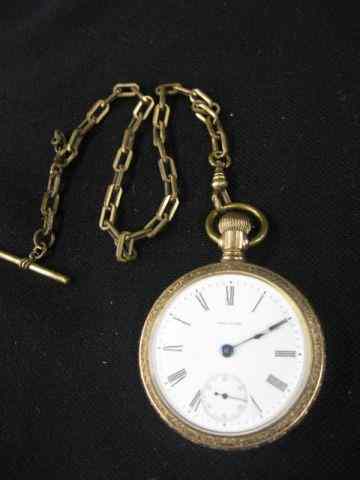 Appraisal: Waltham Pocketwatch openface gold-filled case size working with gold-filled chain