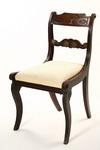 Appraisal: SIDE CHAIR - Circa brass inlaid mahogany side chair Carved