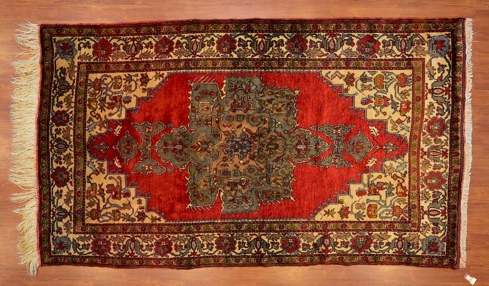 Appraisal: Turkish Konya Rug x hand knotted wool foundation Condition Appears