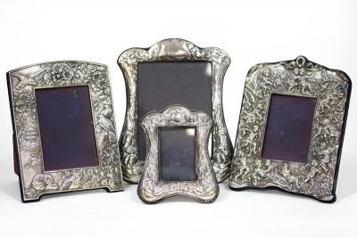 Appraisal: A silver photograph frame M LS London of chinoiserie design