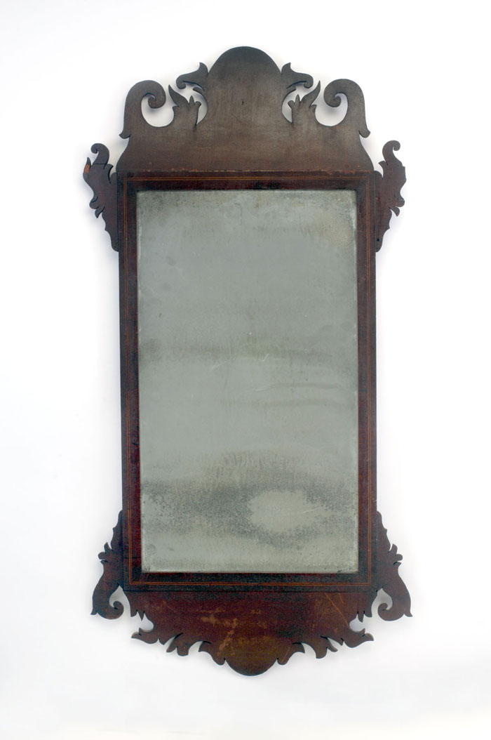 Appraisal: CHIPPENDALE MAHOGANY MIRROR WITH quot PINE TREE quot EARS PROBABLY