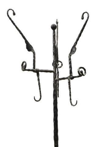 Appraisal: Italian wrought iron hall tree th c having a hammered