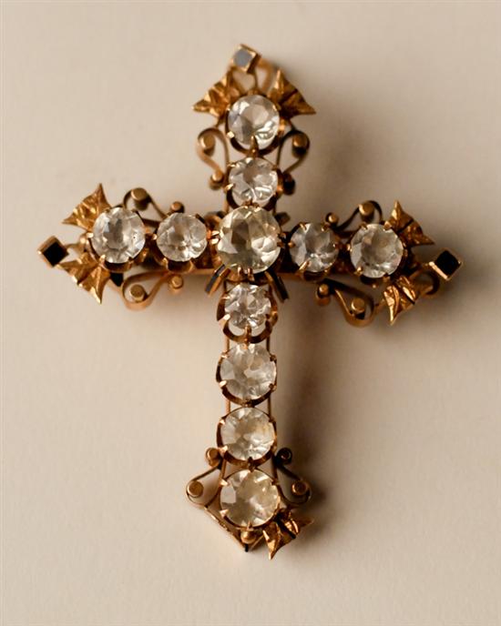 Appraisal: A th C Gold Colorless Quartz and Enameled Convertible Cross