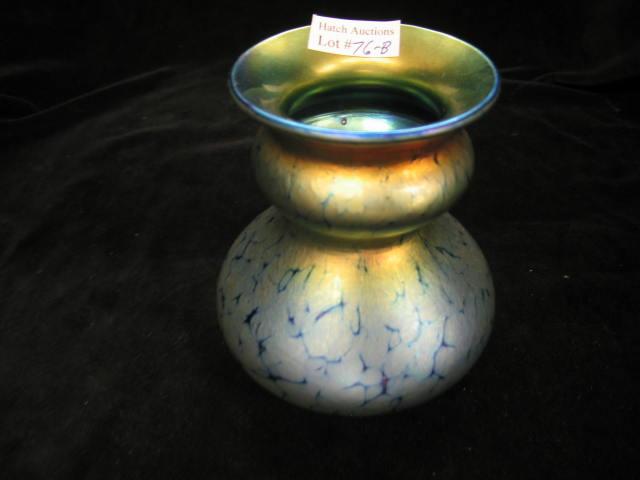 Appraisal: Lundberg Studio Art Glass Vase oil spot iridescent blue amber