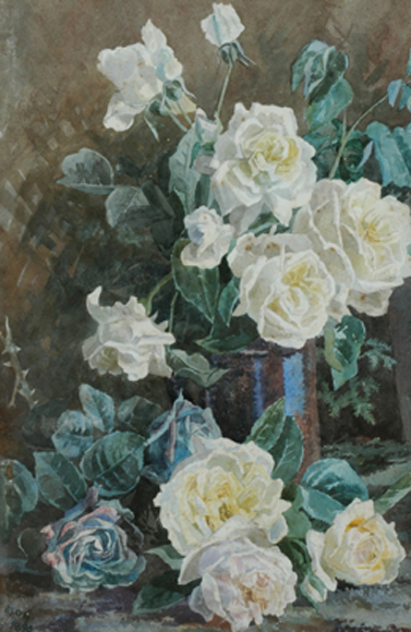 Appraisal: Margaret Olrog Stoddart New Zealander - Roses watercolour initialled 'M