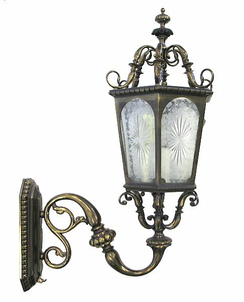 Appraisal: A Baroque style brass and glass lantern height in width