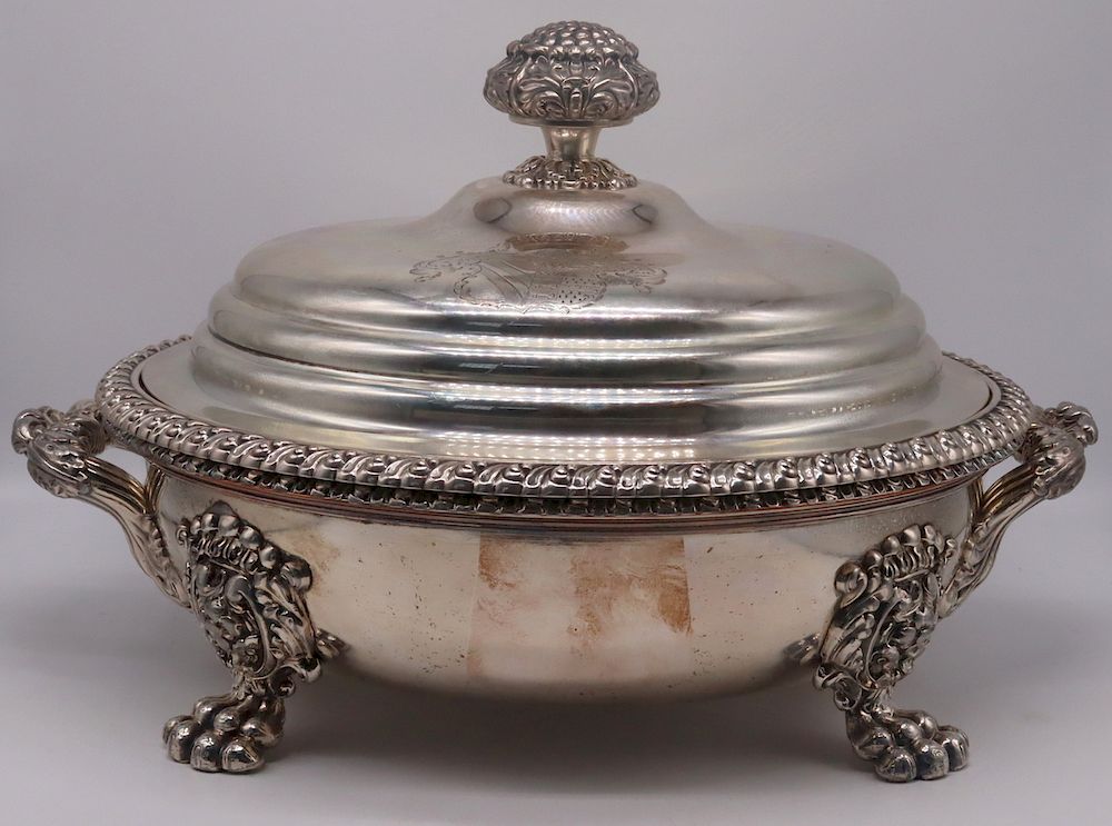 Appraisal: SILVER English S C Younge Co Covered Tureen S C