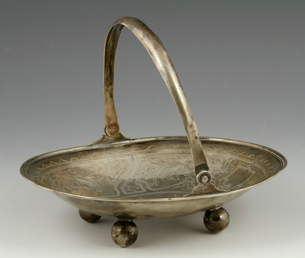 Appraisal: - th C Russian Silver Handled Basket Late th century