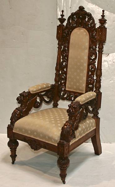 Appraisal: A Renaissance Revival walnut armchair third quarter th century height