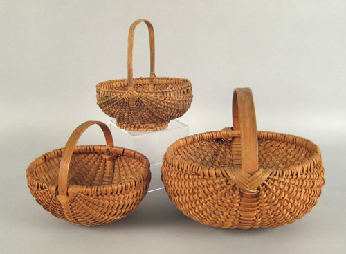 Appraisal: Three Pennsylvania split oak baskets late th c h h