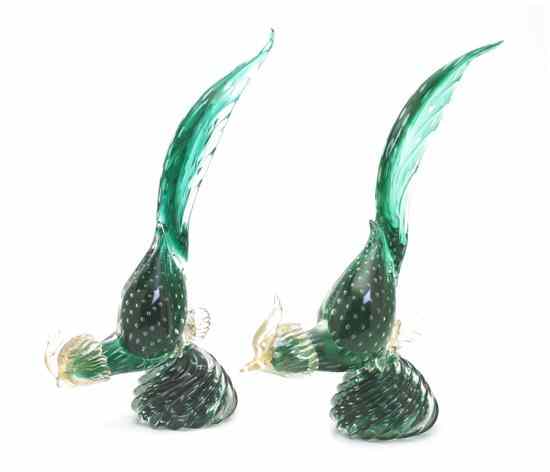 Appraisal: A Pair of Venetian Glass Pheasants each having internal air