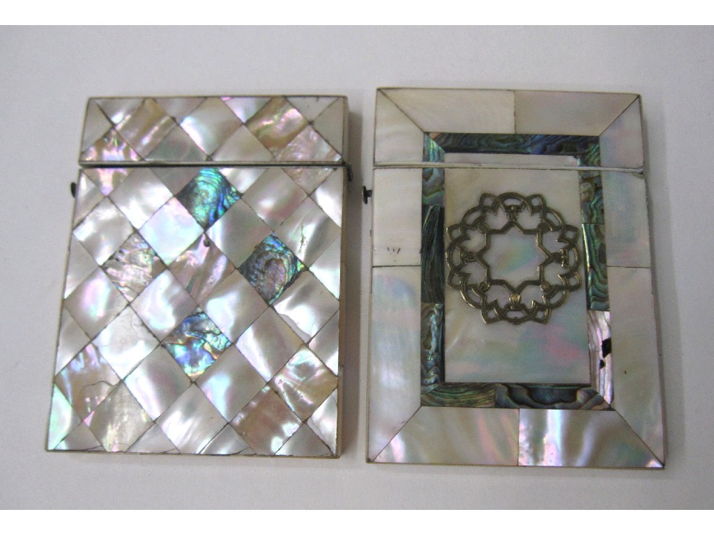 Appraisal: Lot comprising two mother of pearl card cases