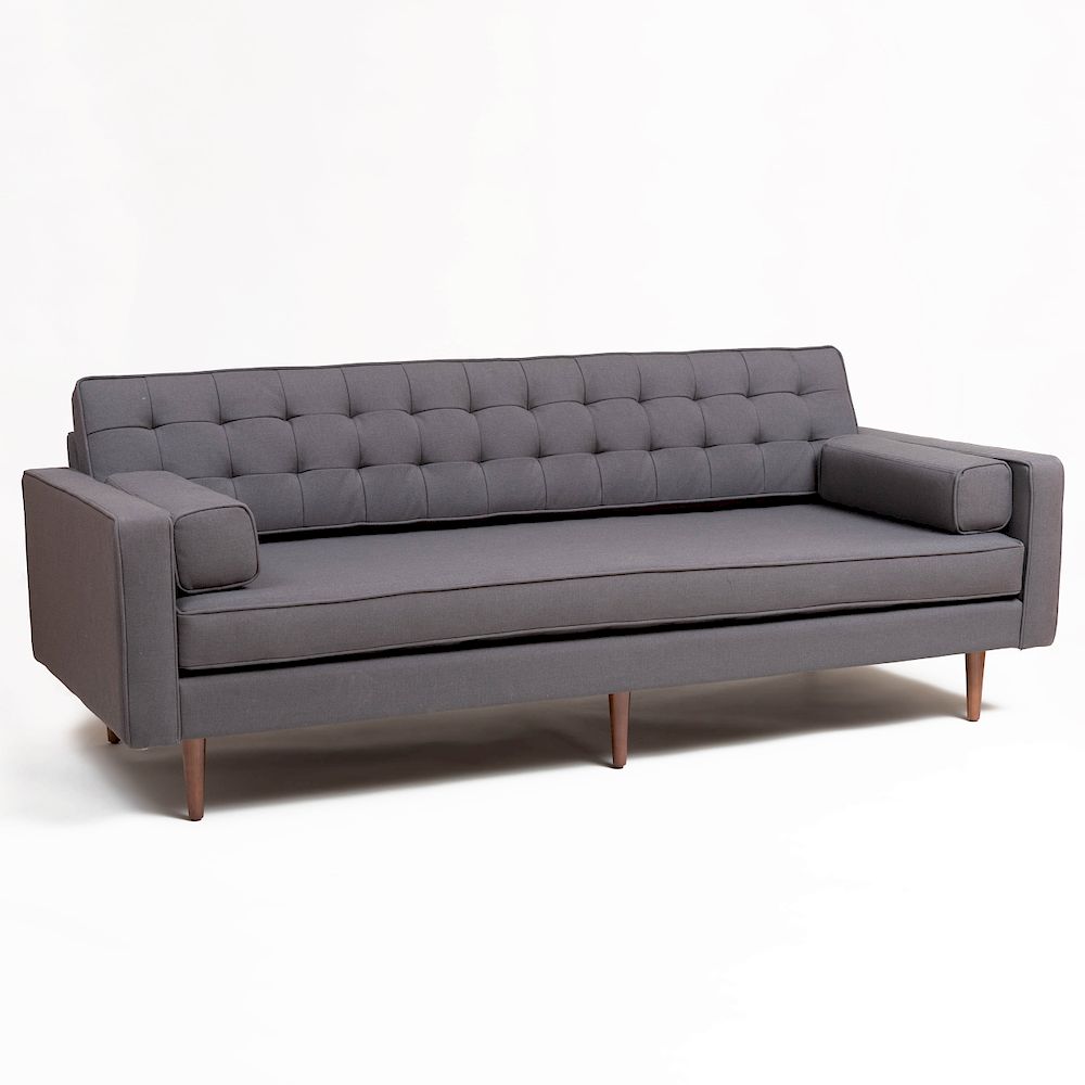 Appraisal: Contemporary Grey Upholstered Sofa in x ft in x in