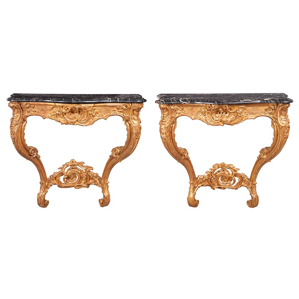 Appraisal: Pair of Louis XV Gilt-Wood Consoles Mid th century Each