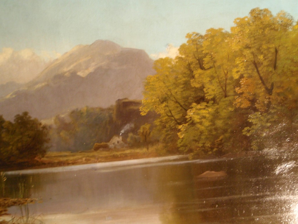 Appraisal: P Musch th Century School Tranquil summer lakeland scene with