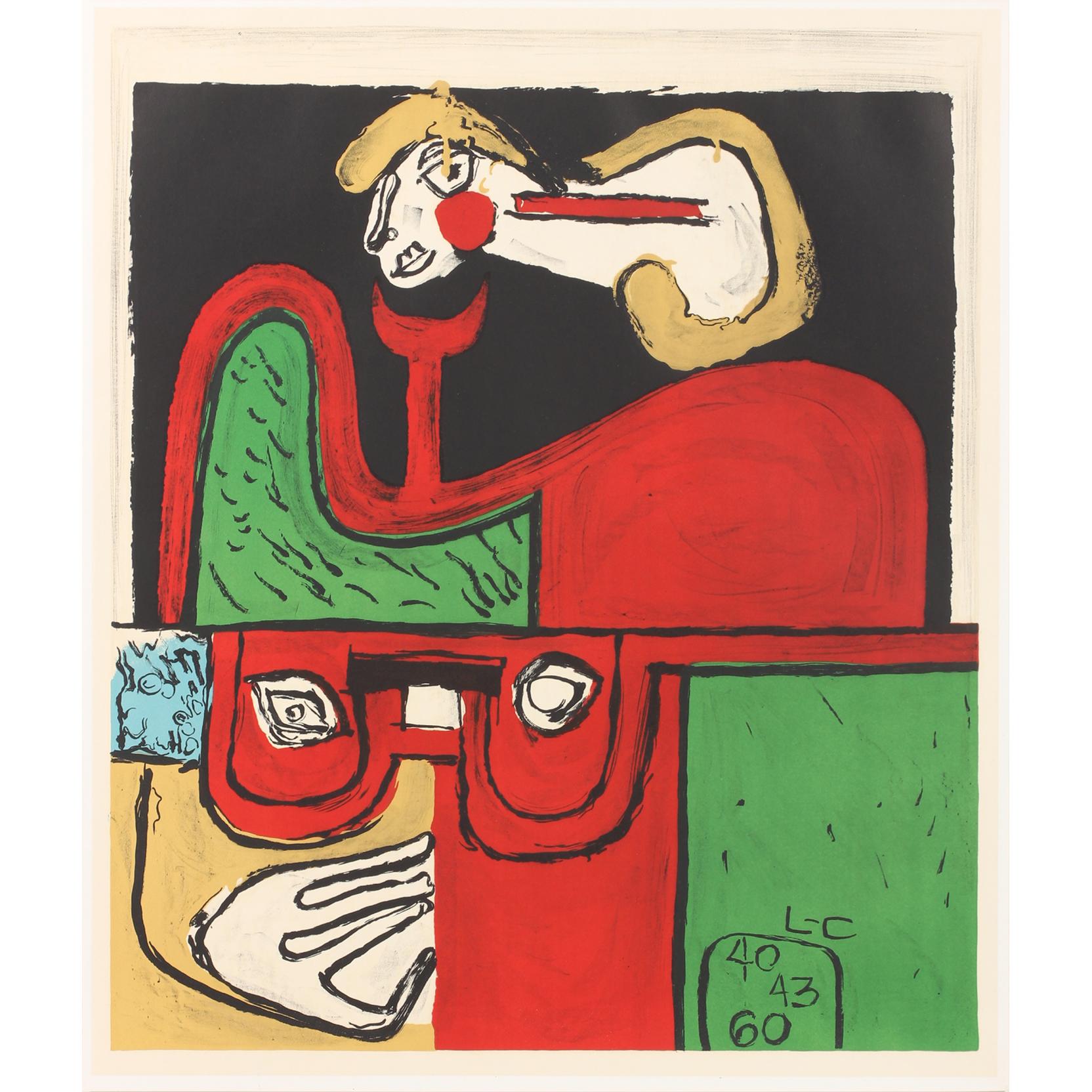 Appraisal: Le Corbusier - Portrait lithograph in colors unsigned and unnumbered