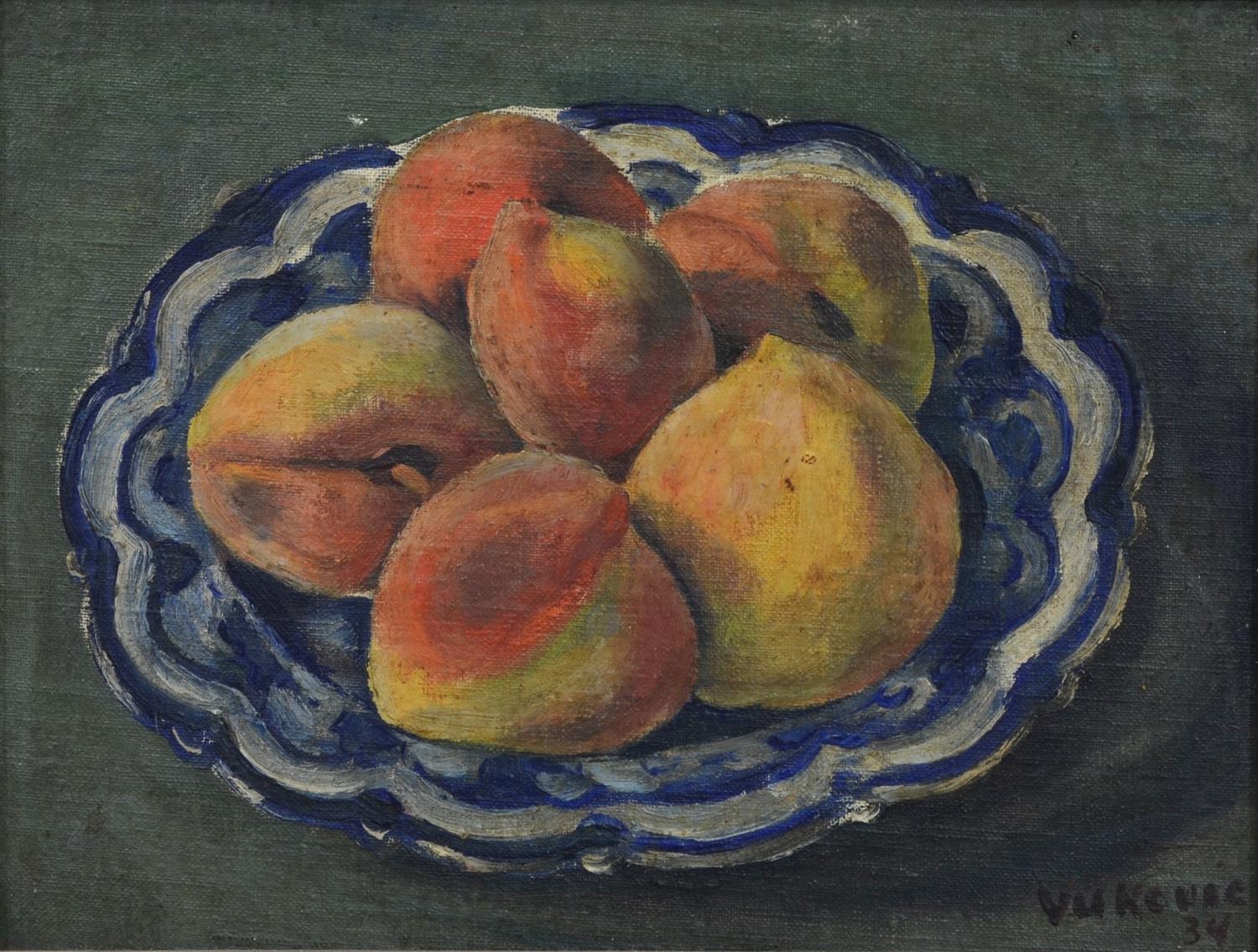 Appraisal: Marko Vukovic American - oil on canvas Peaches signed and