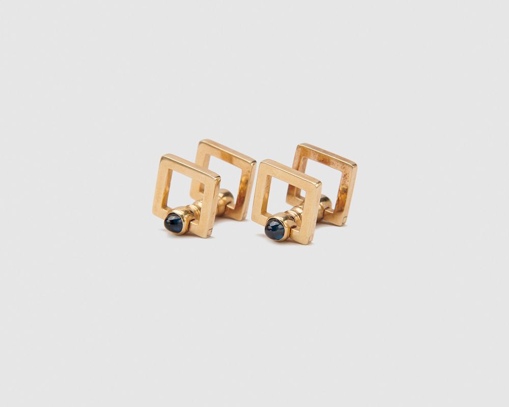 Appraisal: CARTIER K Gold and Sapphire Cufflinks CARTIER K Gold and