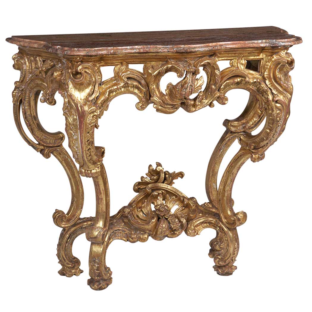 Appraisal: Louis XV Gilt-Wood Console The molded rouge and liver veined