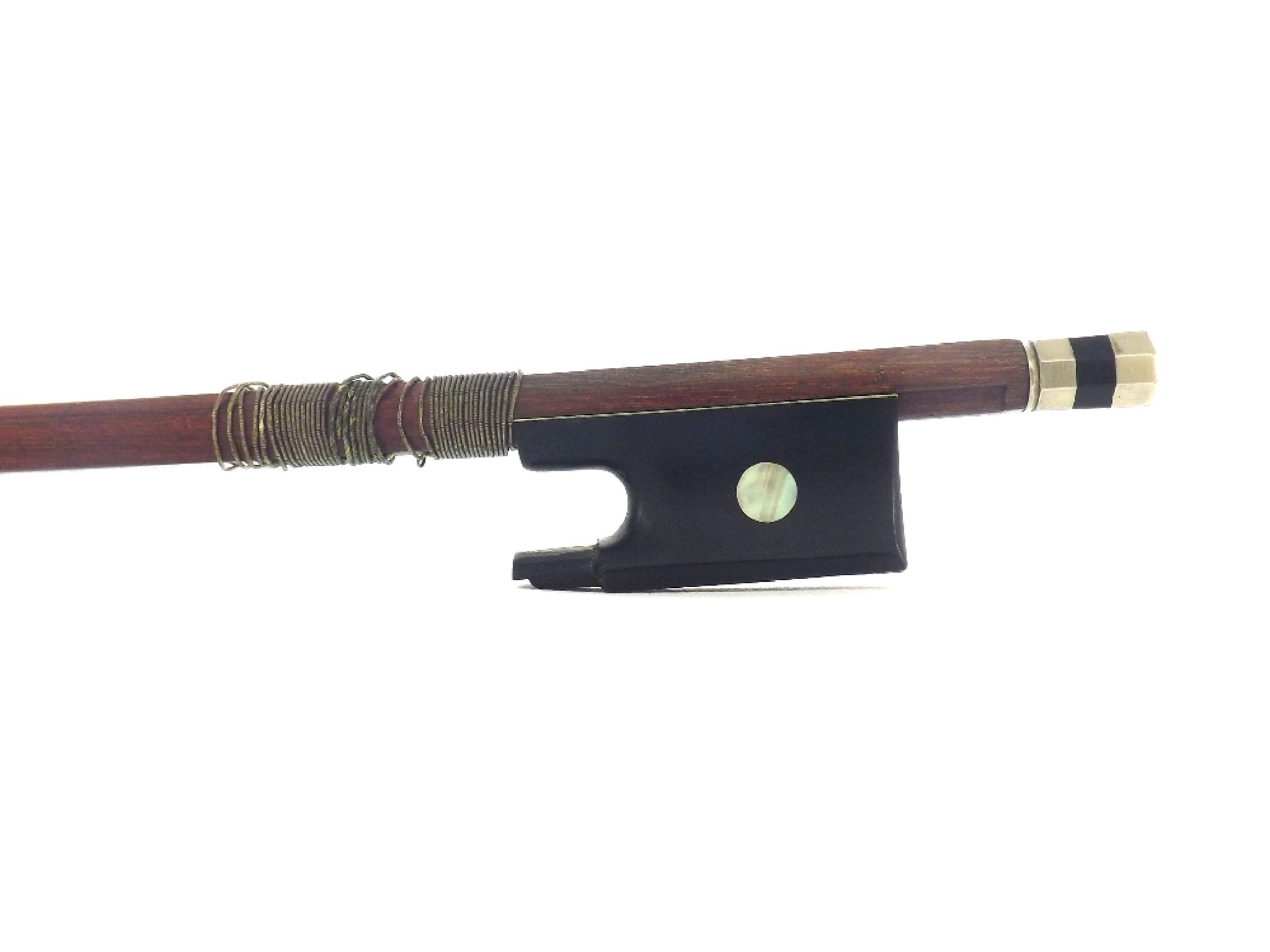 Appraisal: French nickel mounted violin bow from the Bazin Workshops and