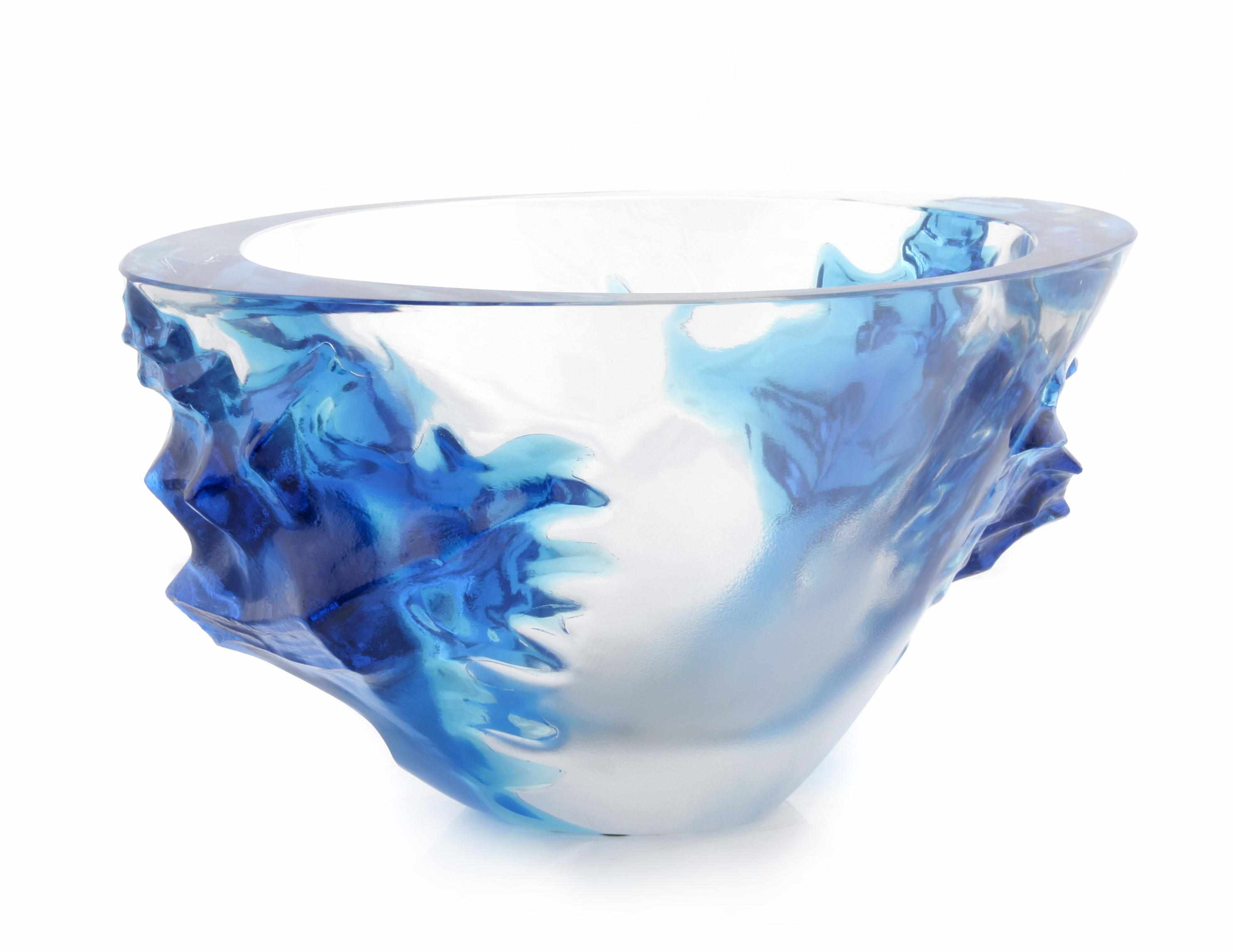 Appraisal: A Contemporary blue clear and frosted glass conch shell bowl