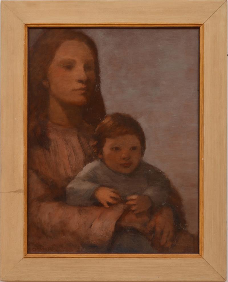 Appraisal: CHERITH MCKINSTRY - MOTHER AND CHILD Oil on board signed