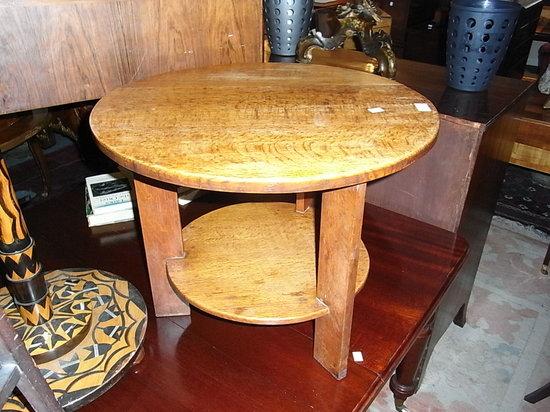 Appraisal: A RUSSELL WORKSHOP OAK TWO TIER CIRCULAR OCCASIONAL TABLE with