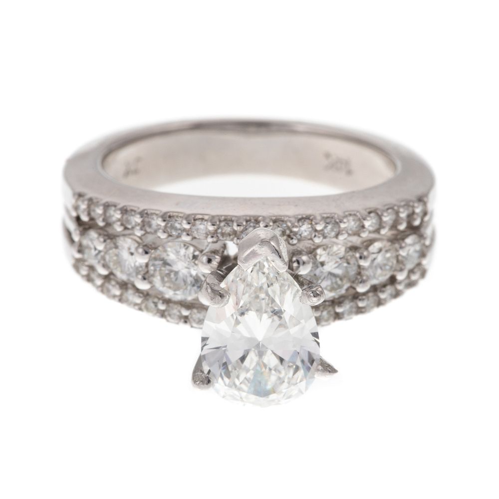 Appraisal: A K GIA Cert ct Pear Brilliant Diamond Ring K