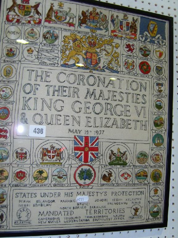 Appraisal: A needlework panel commemorating the Coronation of King George VI