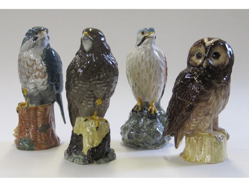 Appraisal: Four Doulton bird decanters including Kestrel Tawny Owl Buzzard and