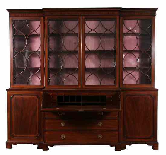 Appraisal: FINE GEORGE III MAHOGANY INLAID BREAKFRONT CHINA CABINET First half