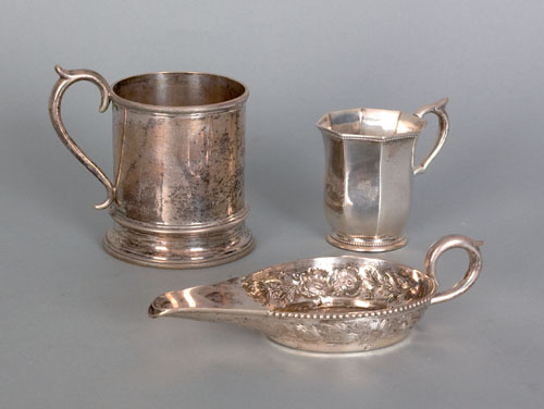 Appraisal: American silver pap boat w together with a mug and