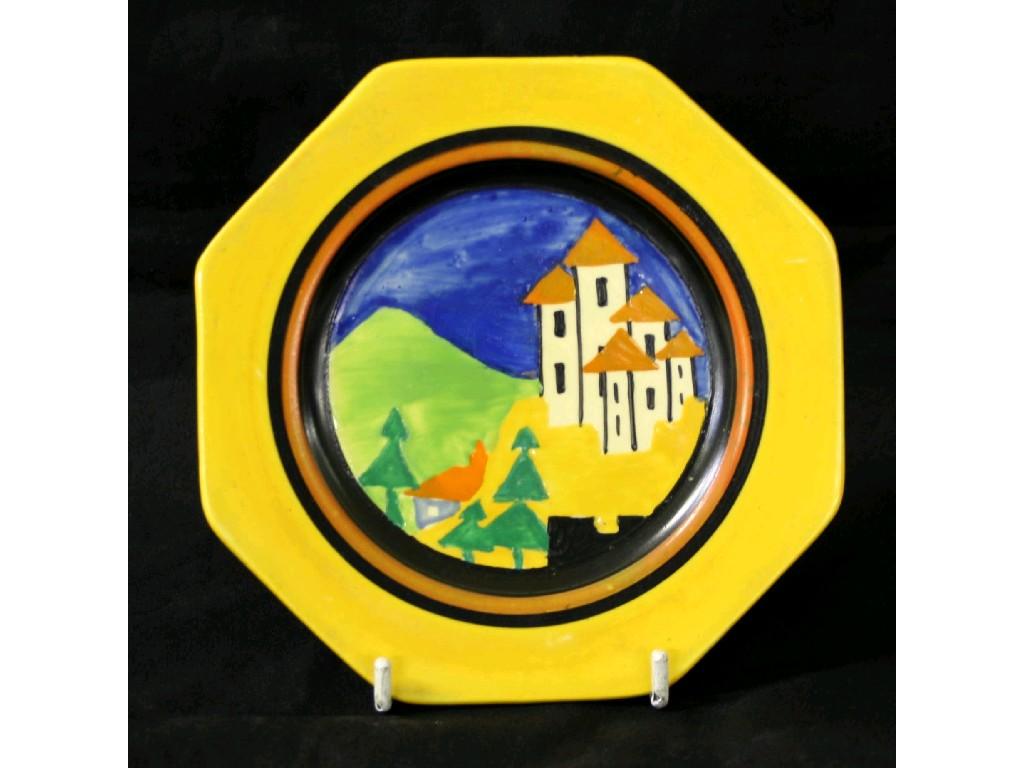 Appraisal: Clarice Cliff 'Applique Lucerne' Bizarre octagonal side plate yellow band