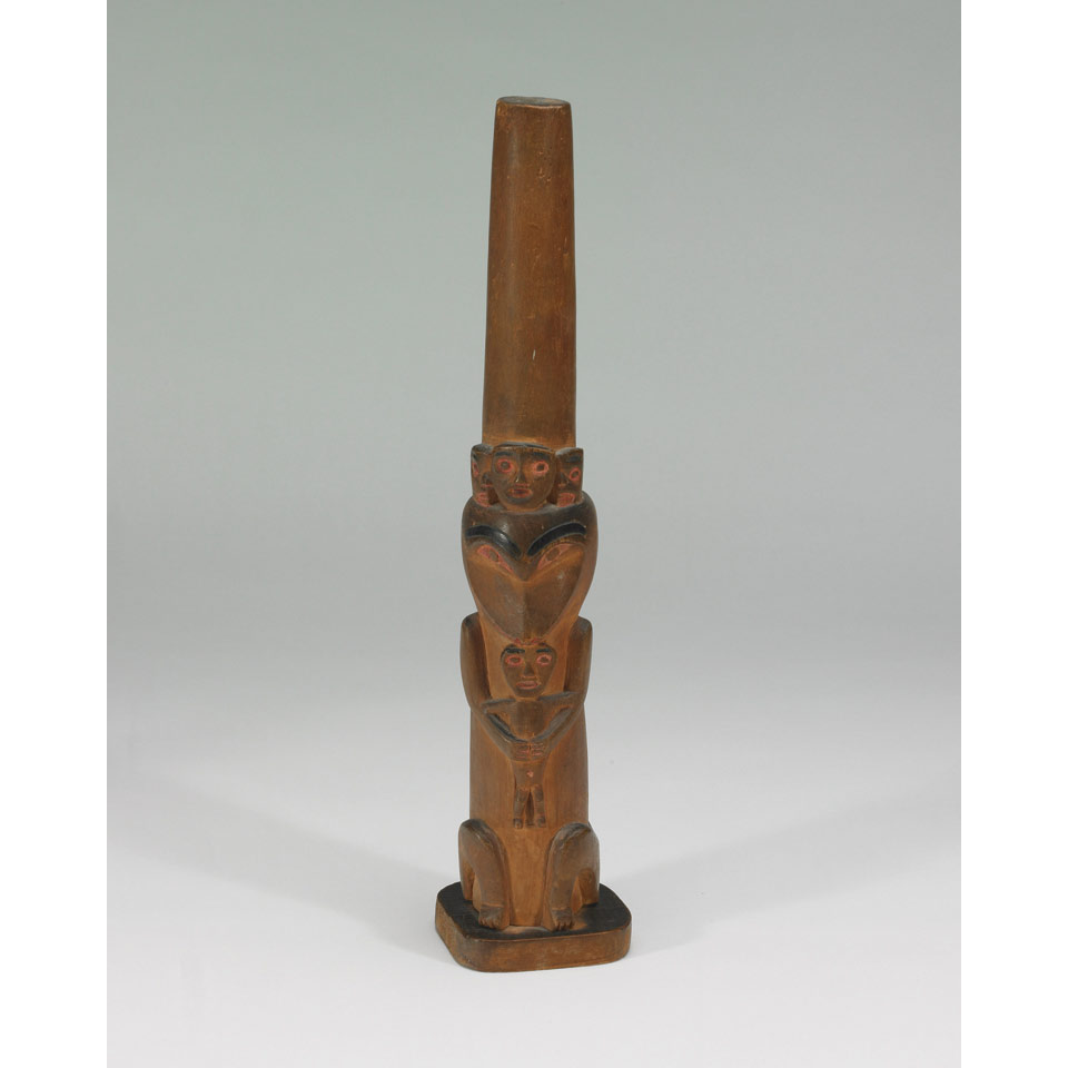 Appraisal: UNKNOWN ARTIST NORTHWEST COAST TSIMSHIAN WOOD TOTEM POLE carved and