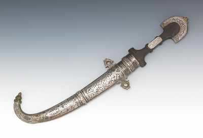 Appraisal: Ottoman Dagger and Sheath Decorative silver and brass sheath with