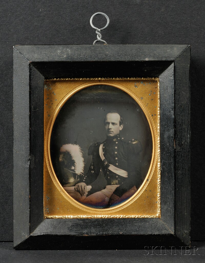 Appraisal: Sixth Plate Daguerreotype Portrait of a Seated Military Officer in