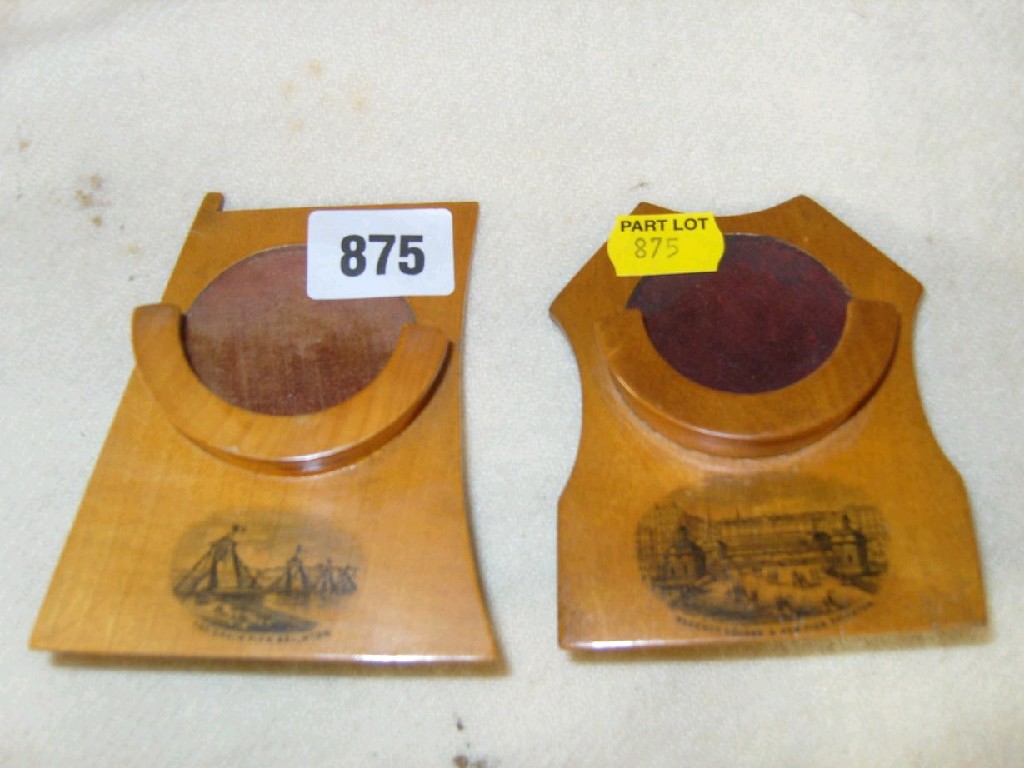 Appraisal: A collection of two Mauchline ware upright night watch holders