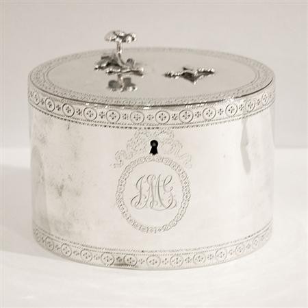 Appraisal: George III Silver Tea Caddy Together with a Gilt-Silver Scoop