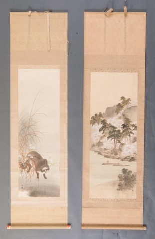 Appraisal: Two Japanese scrolls early th century each depicting a Landscape