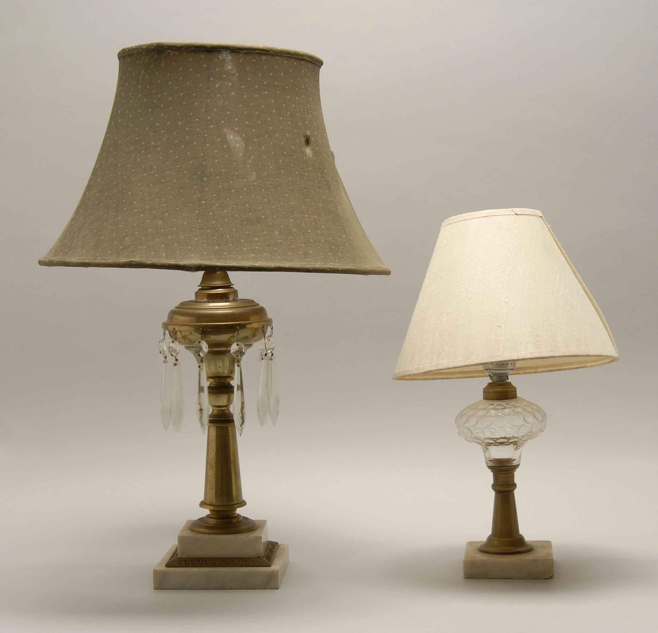 Appraisal: TWO TABLE LAMPS th CenturyOne with brass fonts height to