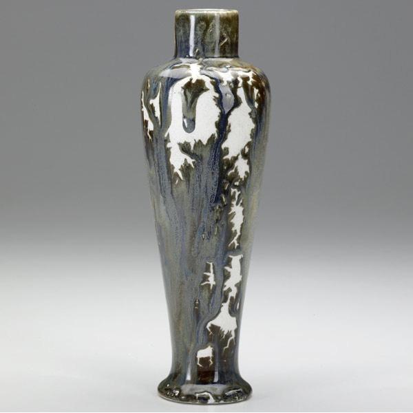 Appraisal: WELLER Experimental bottle-shaped vase with mottled blue and brown glaze