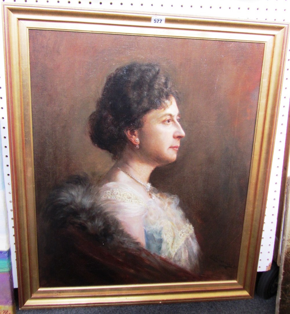 Appraisal: German School late th century Portrait of Paula Meyer oil