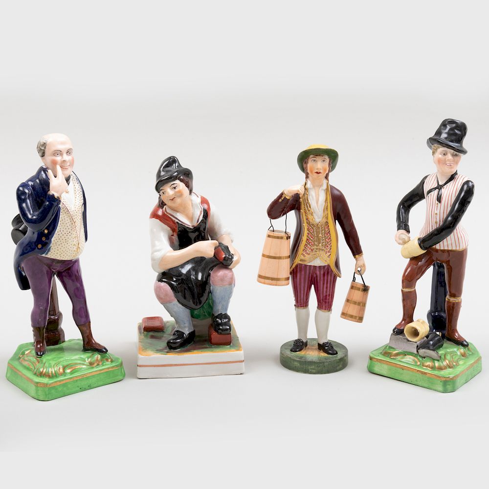 Appraisal: Group of Four Staffordshire Figures of Gentlemen in Pursuits Comprising