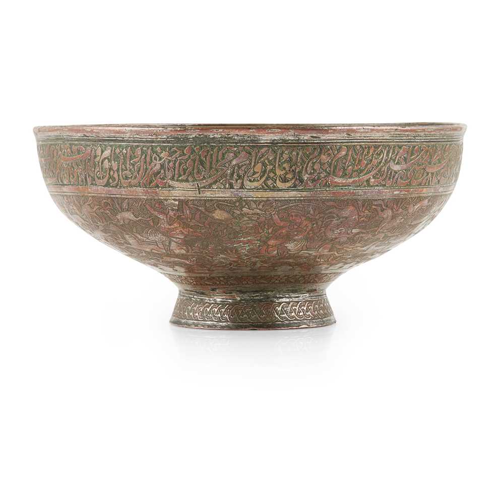 Appraisal: FINE SAFAVID TINNED COPPER FOOTED BOWL PERSIA TH CENTURY on