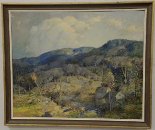 Appraisal: Oil on canvas mountainous landscape unsigned x Oil on canvas