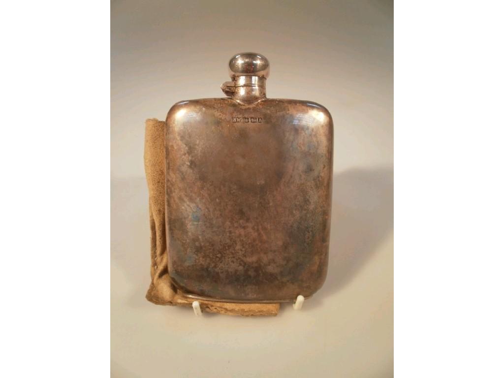 Appraisal: A large silver hip flask Sheffield assay cm high cm