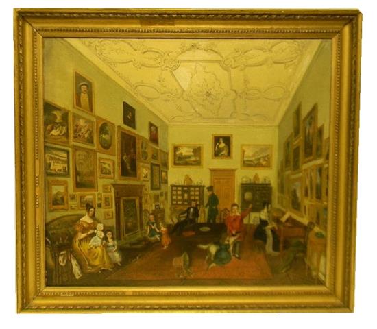 Appraisal: Drawing Room at Aibury Alexander Monro Family c s oil