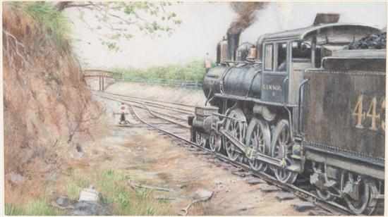 Appraisal: Artist Unknown th century Engine No at Full Steam watercolor